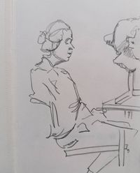 Detlef Birkholz, Portr&auml;tsitzung, Bleistift auf Papier