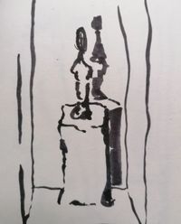 Pinselstift ( Tusche ) auf Papier, 15 cm x 10,5 cm, 2022
